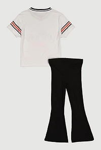 Little Girls New York Cherry Crush Graphic Tee and Flared Pants
