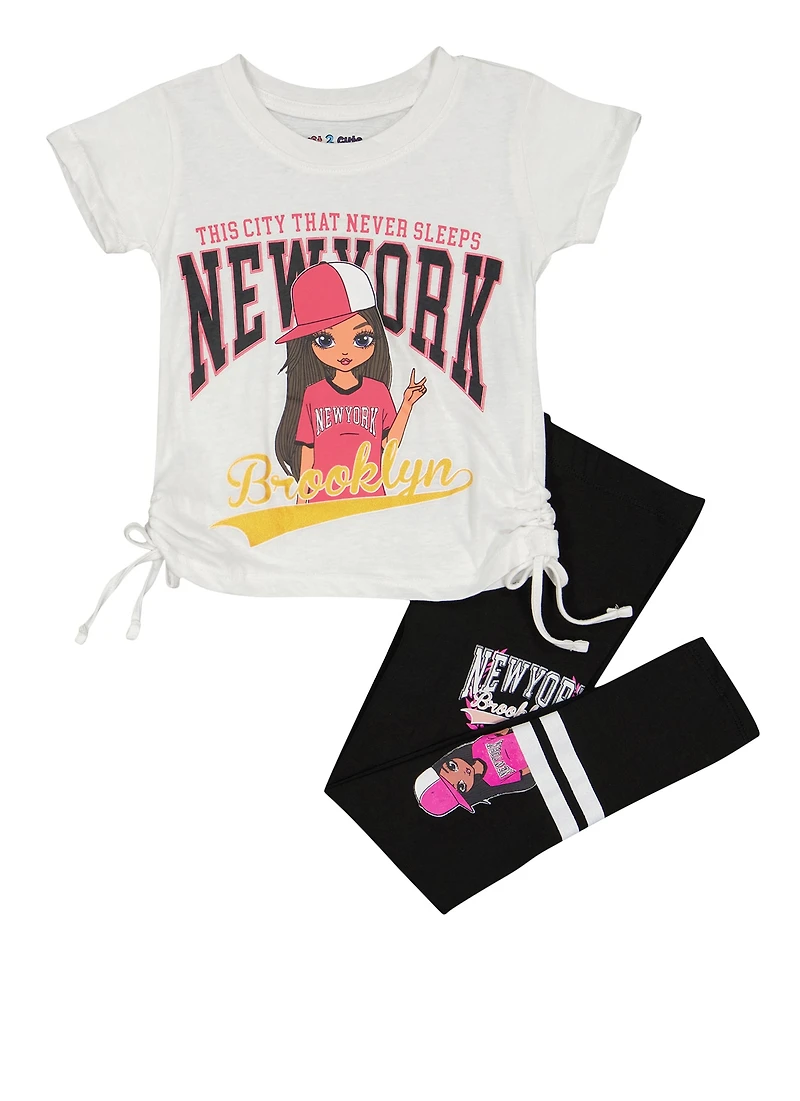 Little Girls Brooklyn New York Graphic Tee and Leggings