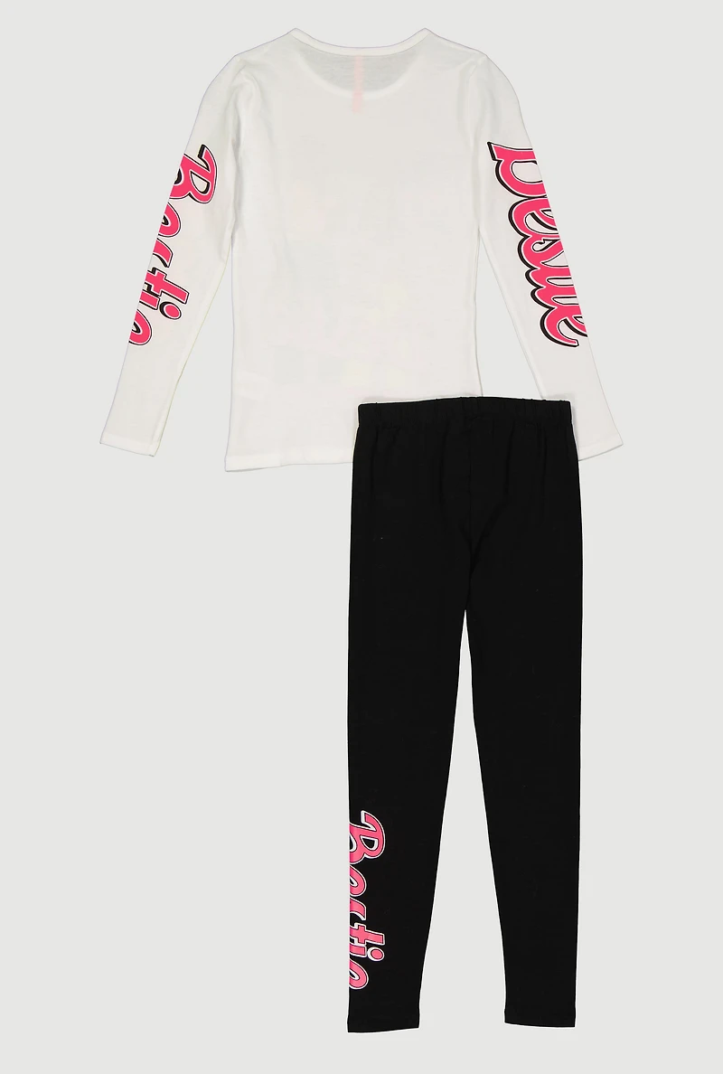 Girls Mom Is My Bestie Long Sleeve Graphic Tee and Leggings, White, Size 10-12