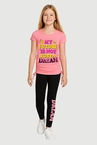 Girls My Future Sequin Graphic Tee and Leggings, Pink, Size 7-8