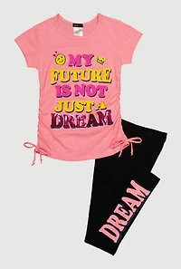 Girls My Future Sequin Graphic Tee and Leggings, Pink, Size 7-8