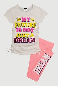 Girls My Future Sequin Graphic Tee and Leggings, Pink, Size 10-12