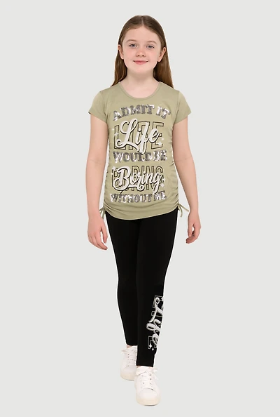 Girls Life Would Be Boring Sequin Graphic Tee and Leggings
