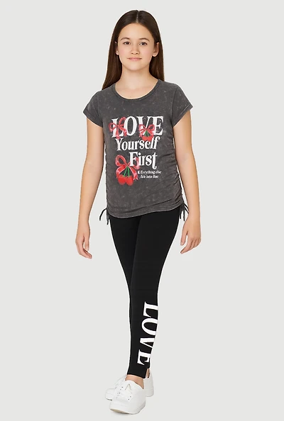 Girls Love Yourself Graphic Tee and Leggings,