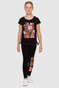 Girls In My Big Sister Era Graphic Tee and Leggings, Black, Size 14-16