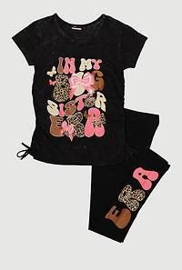 Girls In My Big Sister Era Graphic Tee and Leggings, Black, Size 14-16