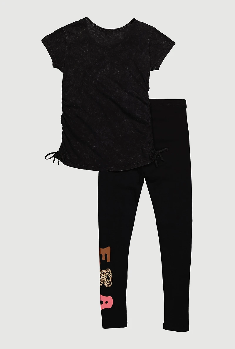 Girls In My Big Sister Era Graphic Tee and Leggings, Black, Size 14-16