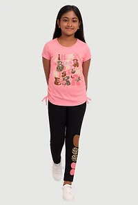 Girls In My Big Sister Era Graphic Tee and Leggings, Pink, Size 10-12
