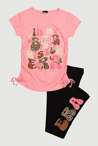 Girls In My Big Sister Era Graphic Tee and Leggings, Pink, Size 10-12