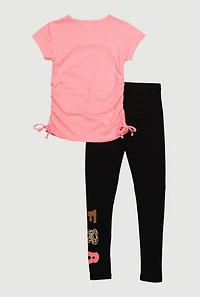 Girls In My Big Sister Era Graphic Tee and Leggings, Pink, Size 10-12