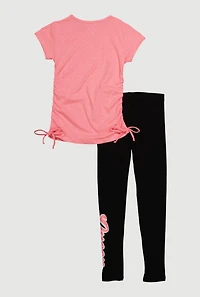 Girls Queen Like My Mom Checkered Graphic Tee and Leggings, Pink, Size 10-12