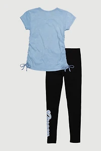 Girls Queen Like My Mom Checkered Graphic Tee and Leggings, 7-8