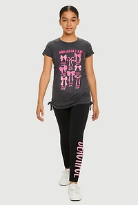 Girls God Says I Am Graphic Print Tee, Grey, Size 14-16