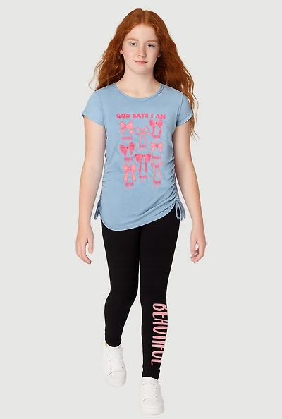 Little Girls God Says I Am Graphic Print Tee, Multi, Size 14-16
