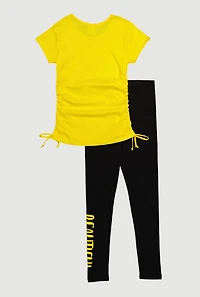 Girls Beautiful Butterfly Graphic Tee and Leggings, Yellow, Size 14-16