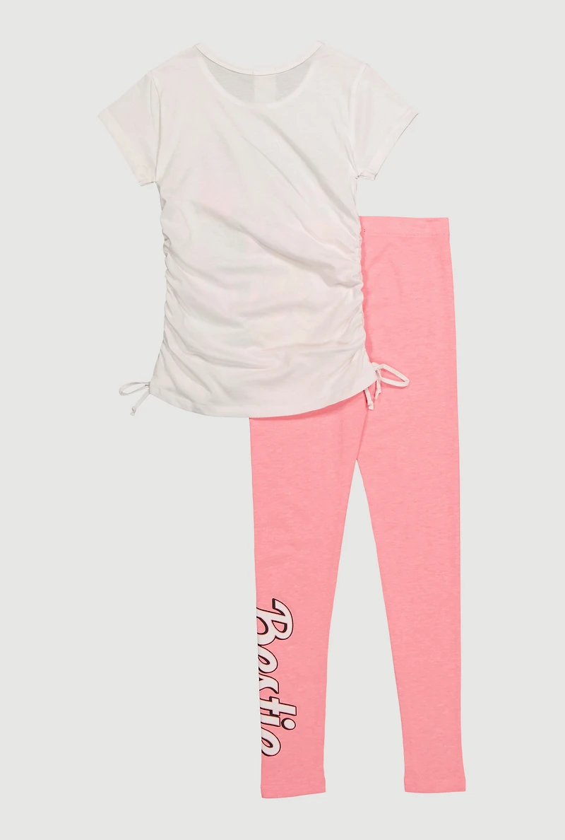 Girls My Mom is My Bestie Graphic Tee and Leggings Set, Pink, Size 10-12