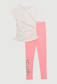 Girls My Mom is My Bestie Graphic Tee and Leggings Set, Pink, Size 10-12