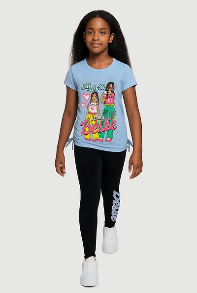 Girls My Mom is Bestie Graphic Tee and Leggings Set