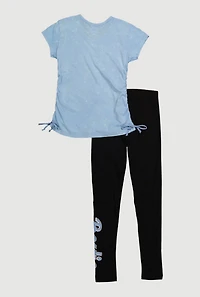 Girls My Mom is My Bestie Graphic Tee and Leggings Set, Blue, Size 7-8