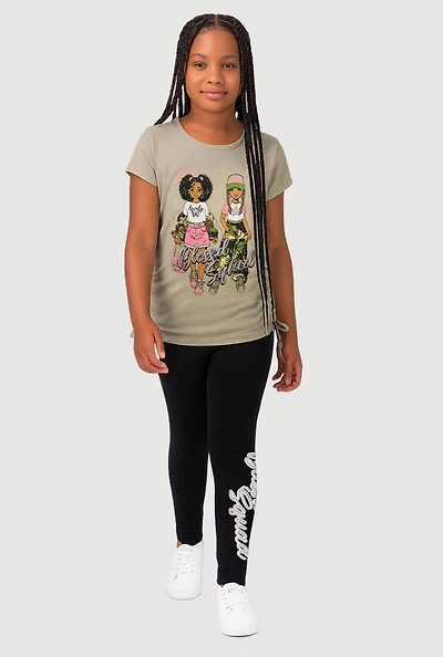 Girls Blessed Squad Graphic Tee and Leggings Set