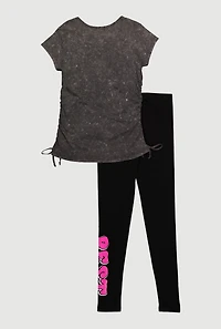 Girls Bit of a Mess But Doin My Best Tee and Leggings, Grey, Size 14-16