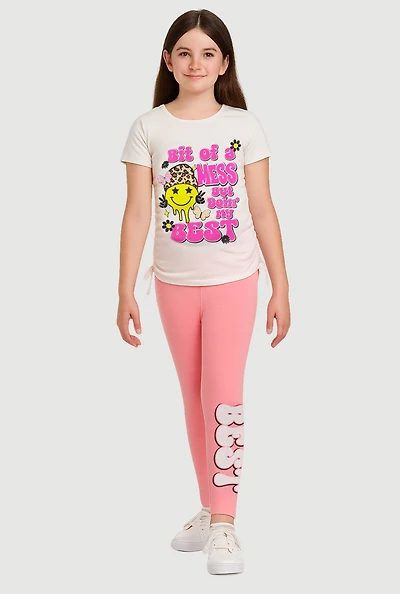 Girls Bit of a Mess But Doin My Best Tee and Leggings