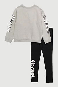 Girls Love Dream Smile Graphic Sweatshirt and Leggings, Grey, Size 10-12