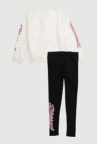 Girls Blessed Bear 1998 Sweatshirt and Leggings, White, Size 7-8