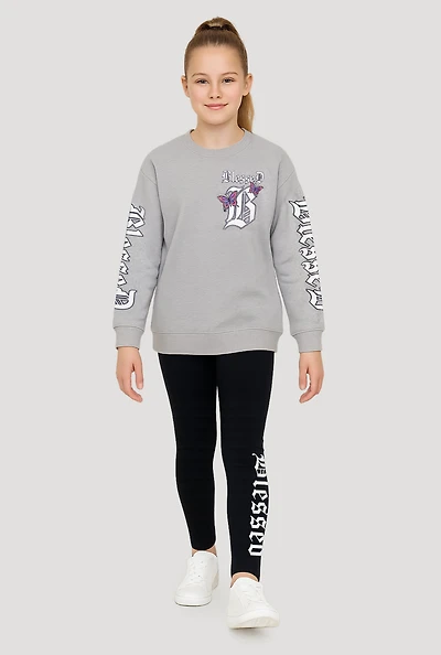 Girls Blessed Graphic Sweatshirt and Leggings,