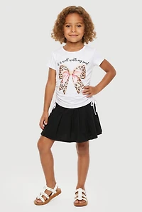Little Girls It Is Well With My Soul Graphic Tee and Pleated Skirt