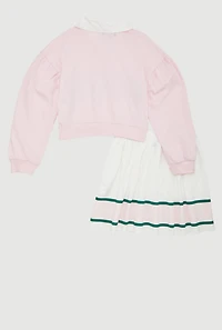 Girls Pretty Polo Top and Pleated Skirt Set