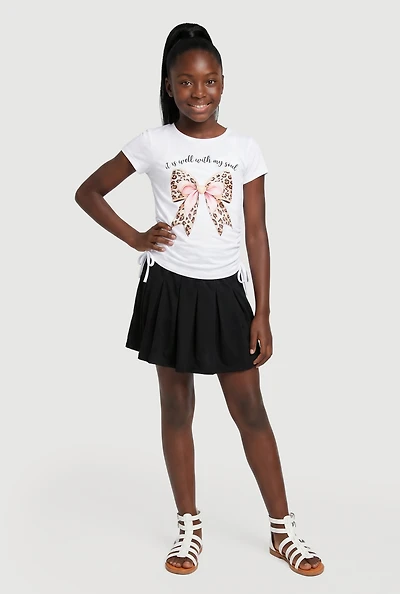 Girls It Is Well With My Soul Graphic Tee and Pleated Skirt