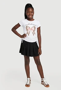 Girls It Is Well With My Soul Graphic Tee and Pleated Skirt