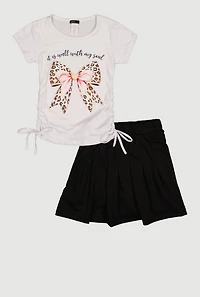 Girls It Is Well With My Soul Graphic Tee and Pleated Skirt