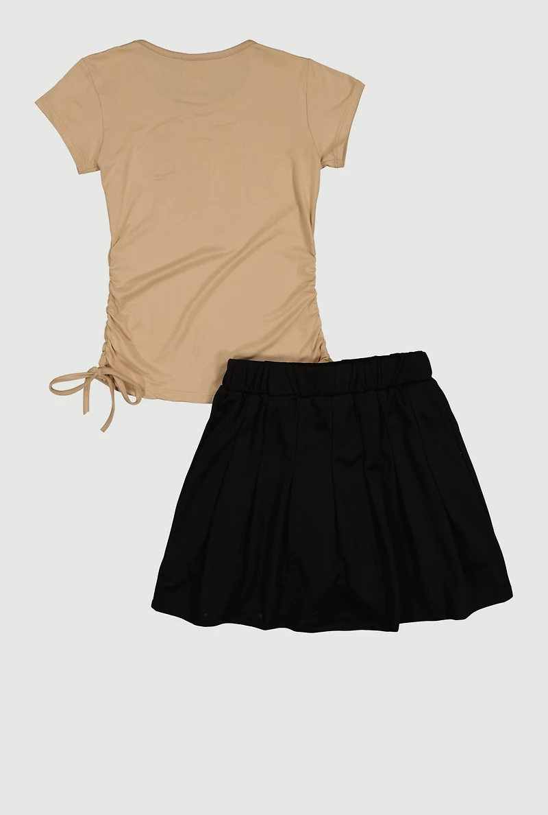 Girls God Is Good Rhinestone Tee and Pleated Skirt