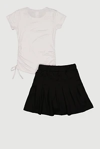Girls Rhinestone Cherry Bomb Graphic Tee and Skirt