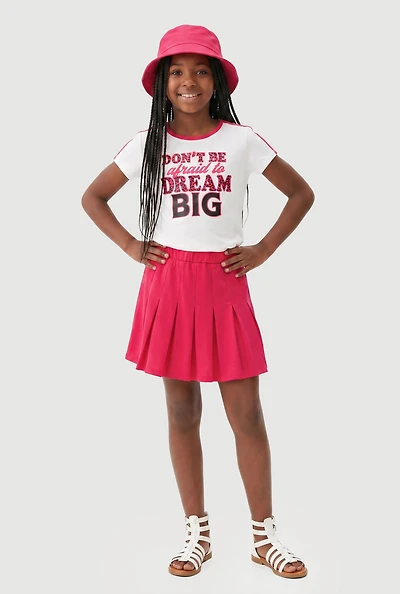 Girls Dont Be Afraid To Dream Big Tee and Skirt with Hat