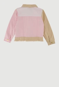 Little Girls Color Blocked Distressed Jean Jacket