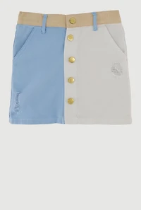 Little Girls Color Blocked Denim Skirt