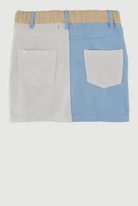 Little Girls Color Blocked Denim Skirt
