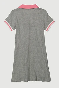 Little Girls Paris Cherry Graphic Polo Dress, Grey, Size 6X