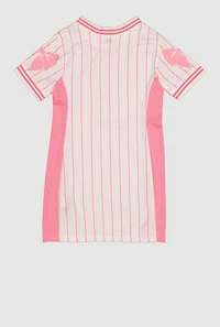 Girls Brooklyn 89 Pinstripe Jersey Mesh Dress