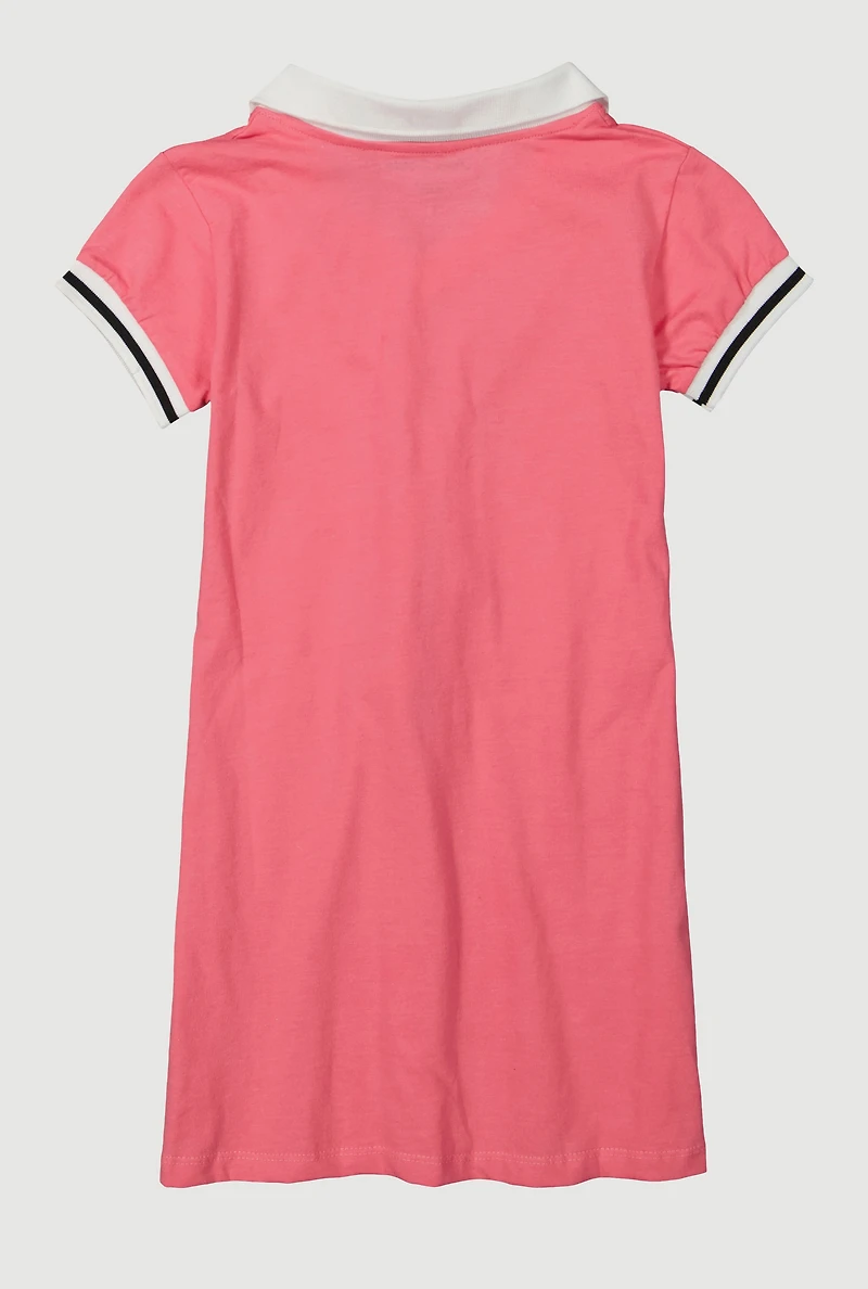 Girls Future Influencer Graphic Polo Dress, Pink, Size 10-12