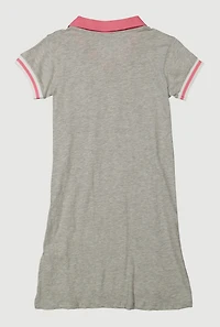 Girls Varsity Stripe Paris Cherry Graphic Dress, Grey, Size 10-12