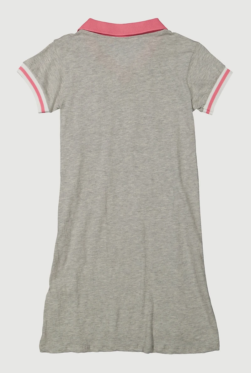 Girls Varsity Stripe Paris Cherry Graphic Dress, Grey,