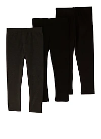 Little Girls Solid Ribbed Leggings 3 Pack