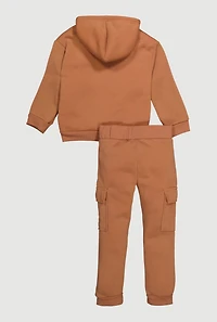 Little Girls Sherpa Lined Hoodie and Cargo Joggers Set, 6X