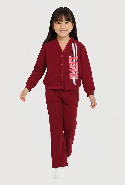 Little Girls Love Fleece Cardigan and Sweatpants Set,