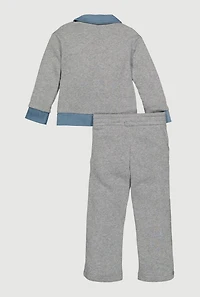 Little Girls Denim 23 Patch Graphic Sweatshirt and Sweatpants