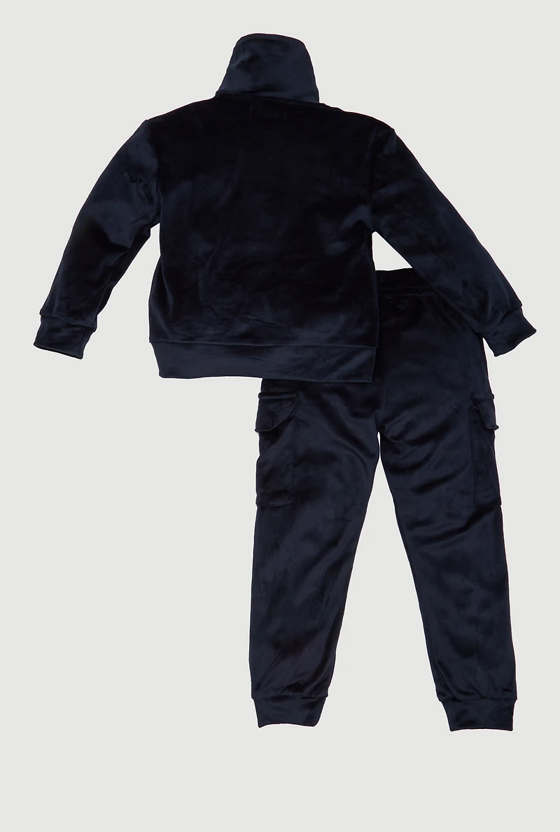 Little Girls Velour Love Graphic Sweatshirt and Cargo Joggers, 4